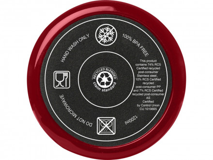 Melbourne кружка 1200 мл, сертифицированная согласно RCS, с соломинкой - Красный