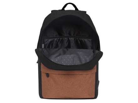 Рюкзак TORBER GRAFFI, черный с карманом коричневого цвета, полиэстер меланж, 42 х 29 x 19 см