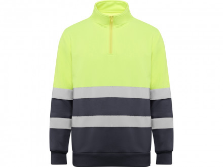Свитшот ворот на молнии Spica, свинцовый/неоновый желтый