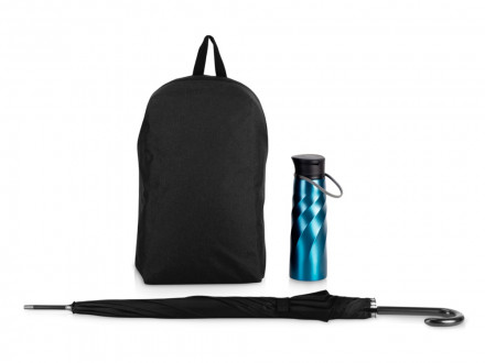 Подарочный набор с бутылкой для воды, зонтом и рюкзаком  Water element , синий