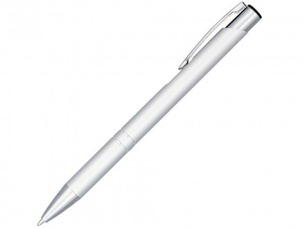Кнопочная шариковая ручка Moneta из анодированного алюминия, синие чернила, серебристый