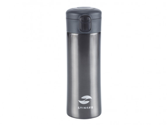 Термокружка Stinger, 0,35 л, сталь/пластик, чёрный глянцевый, 8,4 x 7 x 21,2 см