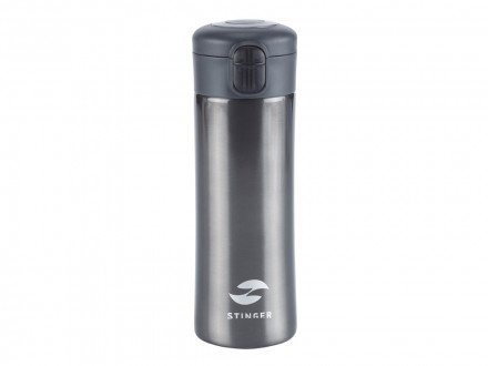 Термокружка Stinger, 0,35 л, сталь/пластик, чёрный глянцевый, 8,4 x 7 x 21,2 см