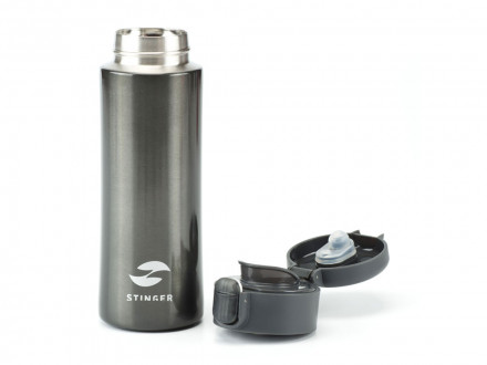 Термокружка Stinger, 0,35 л, сталь/пластик, чёрный глянцевый, 8,4 x 7 x 21,2 см