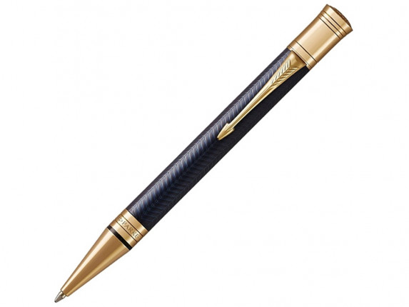 Шариковая ручка Parker  Duofold Prestige Blue Chevron GT, стержень: M, цвет чернил: black, в подарочной упаковке.