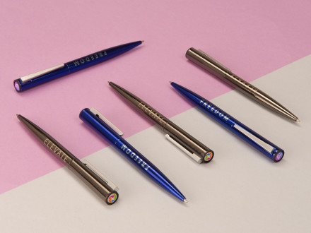 Ручка металлическая шариковая Icicle под полимерную наклейку, темно-синий