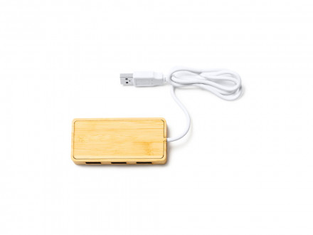 USB-хаб NEPTUNE, древесина/белый