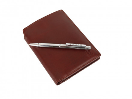 Бумажник для документов Cross Vachetta New Brandy, с ручкой Cross, кожа наппа, гладкая, коричневый