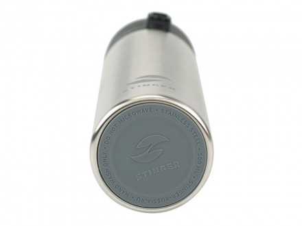 Термокружка Stinger, 0,5 л, сталь/пластик, серебристый, 6,7 x 6,7 x 22,4 см