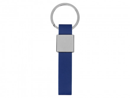 Брелок из металла и иск.кожи Strap, серебристый/темно-синий