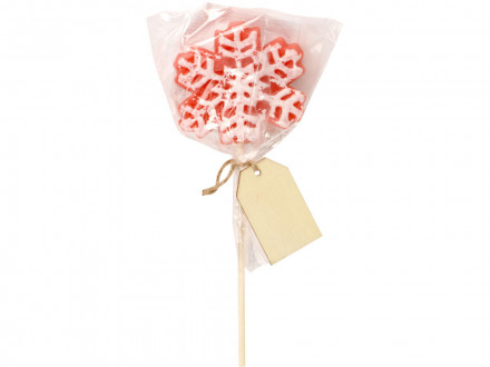 Карамель леденцовая на сахаре 3Д Снежинка, 40г, красная
