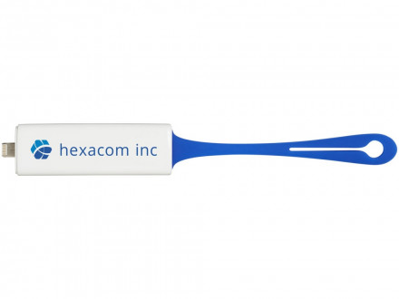 Повербанк Denzi 700 мАч с интегрированными штекерами, белый/синий