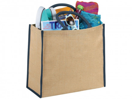 Сумка для покупок, натуральный/темно-синий