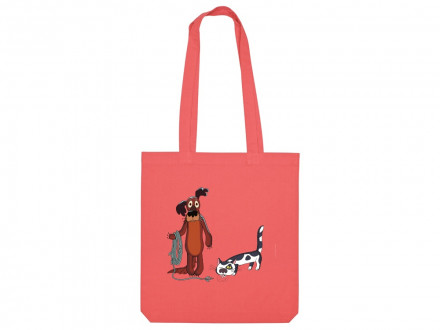 Сумка из плотного хлопка Жил-был Пес, 220 г/м2, коралловый