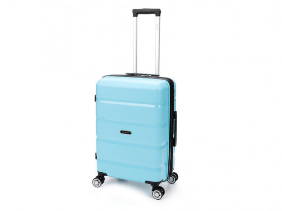 Чемодан TORBER В Отпуск, бирюзовый, полипропилен, 40,5 х 25 х 62,5 см, 55 л