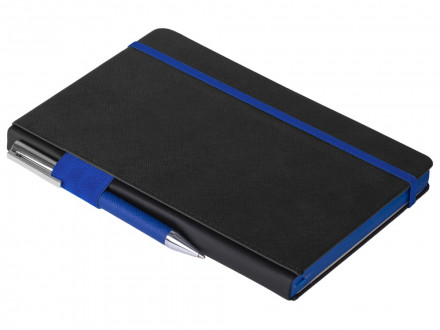 Бизнес блокнот Bossy с цветным срезом, твердая обложка, 128 листов, черный и синий