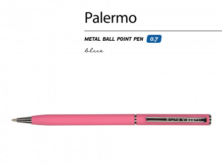 Ручка шариковая автоматическая BrunoVisconti® PALERMO цвет корпуса красный коралловый, soft-touch, 0.7 мм