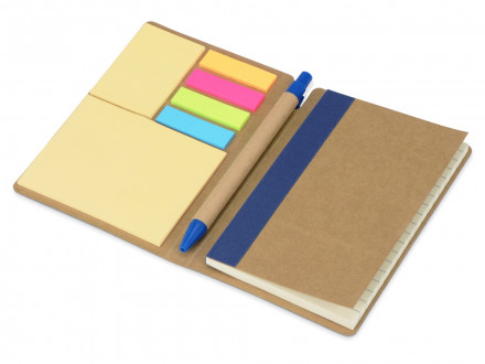 Блокнот А6 Write and stick с ручкой и набором стикеров, синий