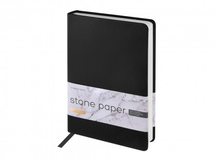 Ежедневник с каменной бумагой недатированный А5 Carrara, черный