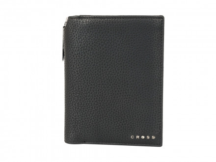 Бумажник для документов Cross Nueva Management Black, с ручкой Cross, кожа наппа, фактурная, черный