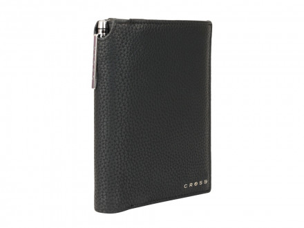 Бумажник для документов Cross Nueva Management Black, с ручкой Cross, кожа наппа, фактурная, черный