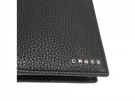 Бумажник для документов Cross Nueva Management Black, с ручкой Cross, кожа наппа, фактурная, черный