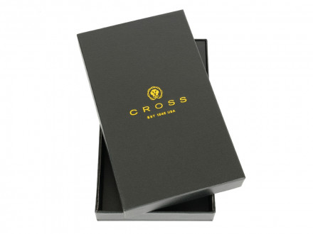 Бумажник для документов Cross Nueva Management Black, с ручкой Cross, кожа наппа, фактурная, черный