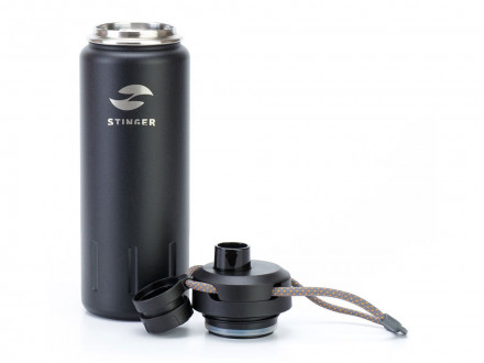 Термобутылка Stinger, 0,71 л, сталь/пластик, черный карбон, 8 х 25,4 см