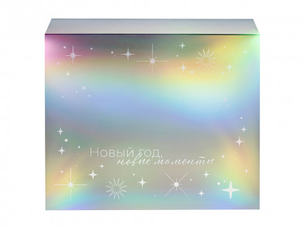 Подарочная коробка с голографическим шубером Aurora, L, вн. размер 260х260х100 мм.