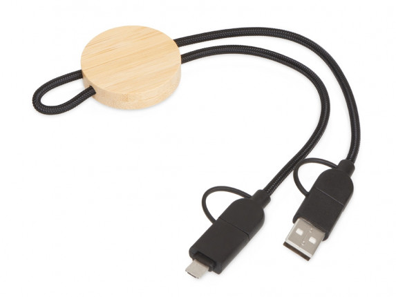 Универсальный зарядный кабель из переработанных ПЭТ и ТПЕ Acalypha, быстрая зарядка 25 Вт, черный