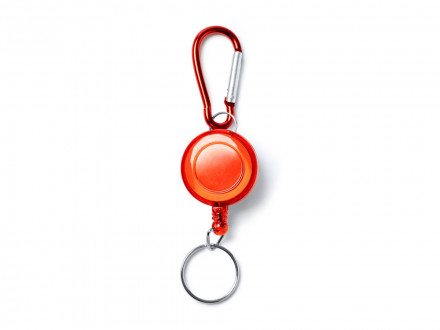 Брелок для ключей DOKI с карабином и выдвижным кольцом, красный