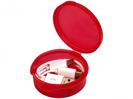 Кабель для зарядки Versa 3-в-1 в футляре, красный прозрачный