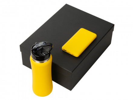 Подарочный набор с бутылкой для воды и повербанком С2, 10000 mAh, желтый