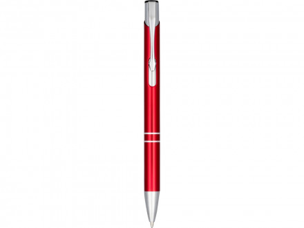 Кнопочная шариковая ручка Moneta из анодированного алюминия, черные чернила, красный