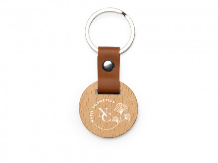 Брелок MARBEL из натурального дерева, круглый, натуральный/коричневый