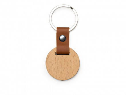 Брелок MARBEL из натурального дерева, круглый, натуральный/коричневый