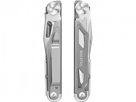 Нож-мультитул Rocktol 12 в 1 с титановыми ручками, серый