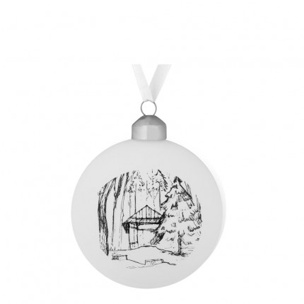 Елочный шар Forest, 8 см, с изображением избушки