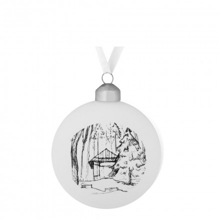 Елочный шар Forest, 8 см, с изображением избушки