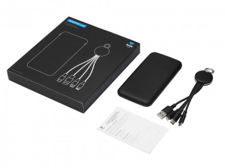 Набор из внешнего акуумулятора и универсального кабеля с подсветкой лого Reserve LED, 10000mAh, черный