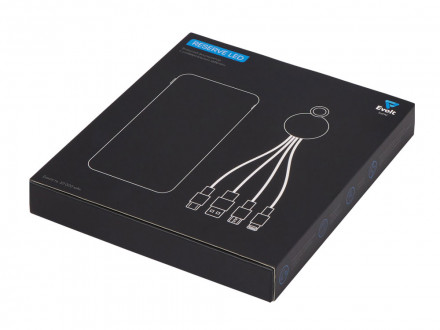 Набор из внешнего акуумулятора и универсального кабеля с подсветкой лого Reserve LED, 10000mAh, черный