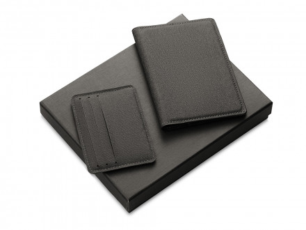 Подарочный набор Consul: обложка для паспорта и картхолдер, серый