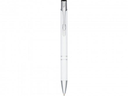 Кнопочная шариковая ручка Moneta из анодированного алюминия, черные чернила, белый