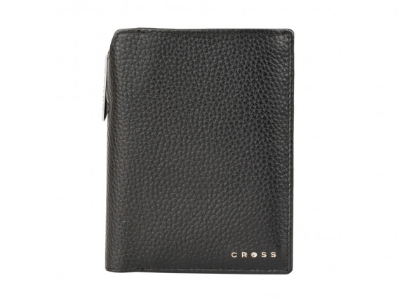 Бумажник для документов Cross Hudson Black, с ручкой Cross, кожа наппа, фактурная, черный