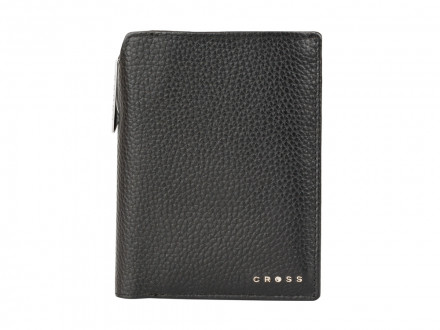 Бумажник для документов Cross Hudson Black, с ручкой Cross, кожа наппа, фактурная, черный