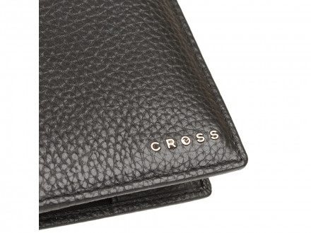 Бумажник для документов Cross Hudson Black, с ручкой Cross, кожа наппа, фактурная, черный