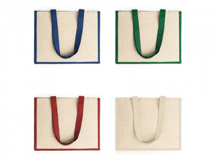 Сумка NANTES из ламинированного джута, бежевый/королевский синий