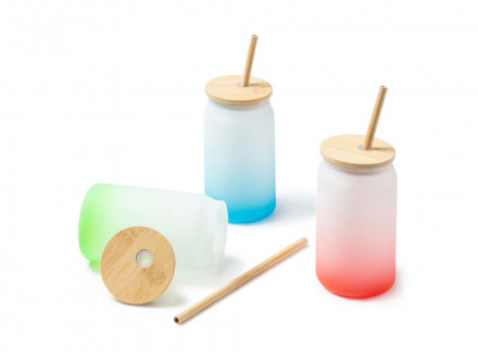 Стакан стеклянный DALBY с цветным градиентом, 350 мл, белый/красный