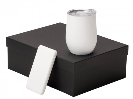 Подарочный набор с термокружкой и повербанком С2, 10000 mAh, белый