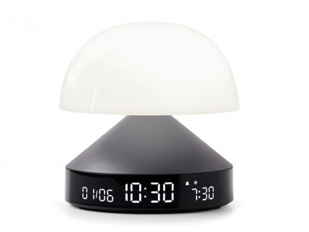 Светильник с часами и световым будильником Mina Sunrise, темно-серый